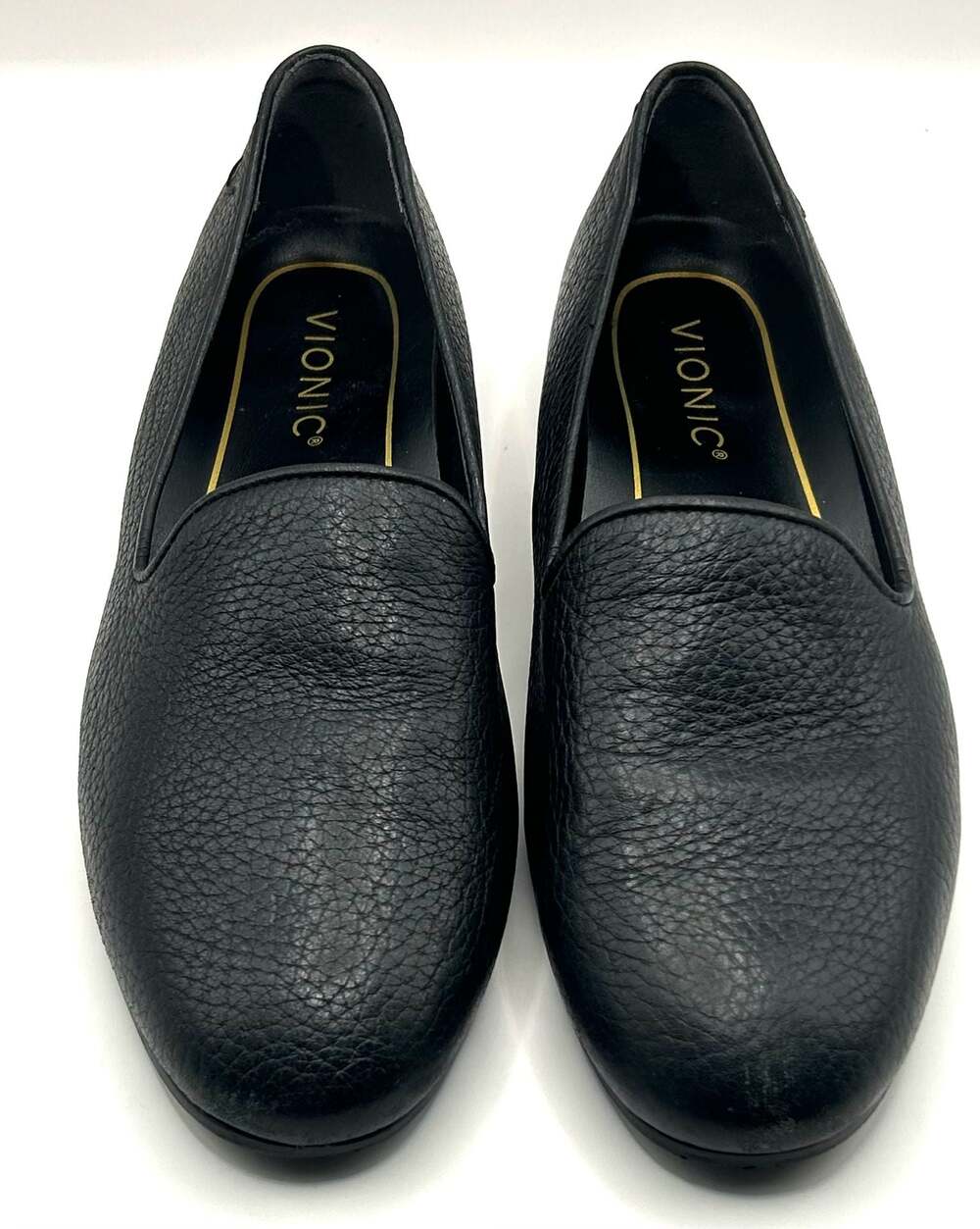 Vionic Black Leather Slip-On Loafer Flats